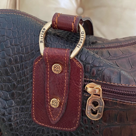 SALE! Marino Orlandi Large Leather Duffel Croc Bag Travel Made in Italy